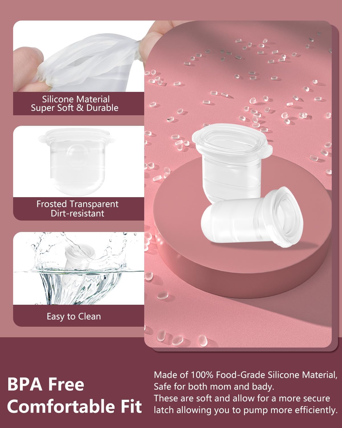 4PC M6 Breast Pump Replacement Accessories, Including 4pcs Silicone Diaphragms for Momcozy Mobile Style | M6, Replace for Momcozy Pump Parts, Not Original Parts, 4PC Transparent Diaphragms