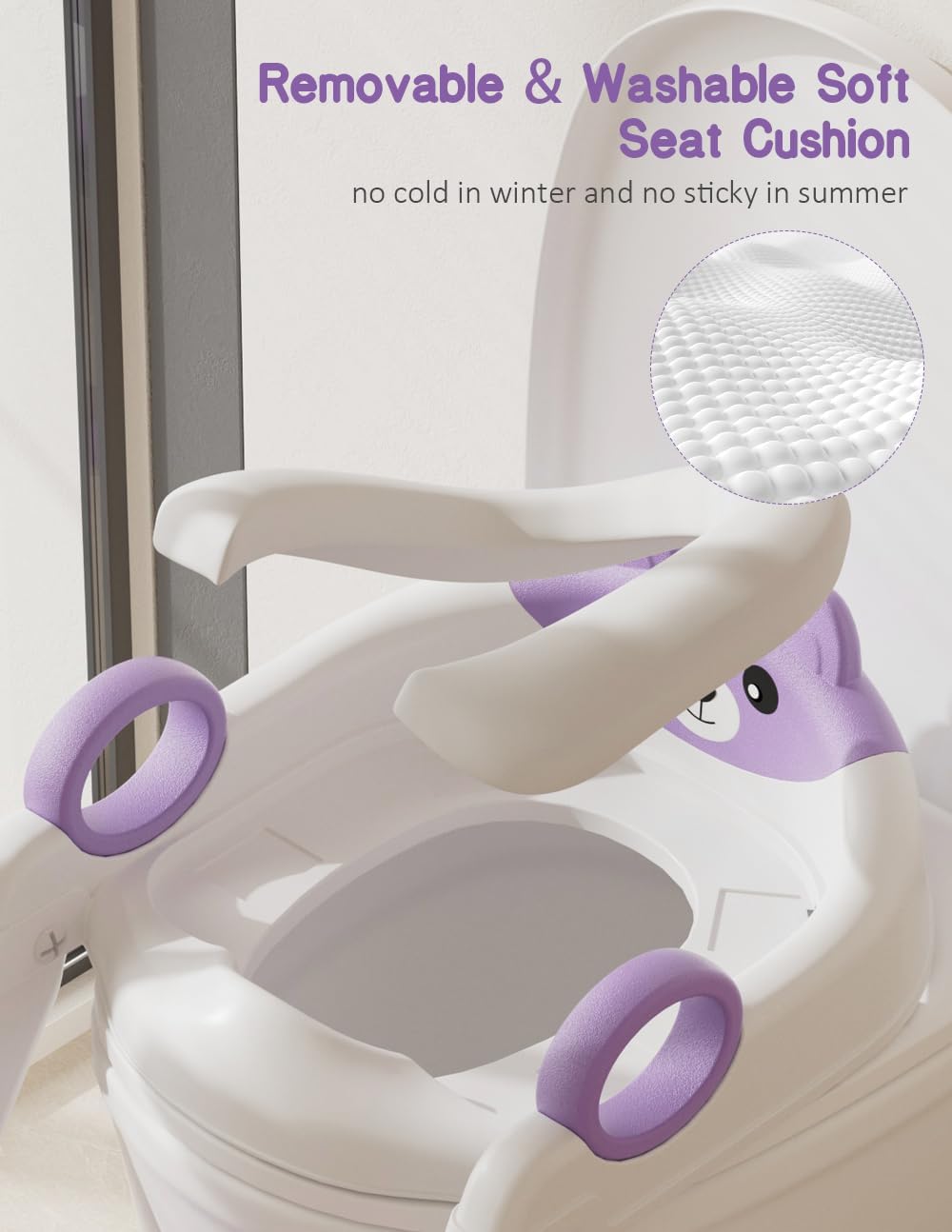 Potty Training Seat, Toddler Toilet Seat With Steps, 2 In 1 Toddler Potty Training Toilet With Splash Guard, Anti-Slip Step Stool Soft Mat, Adjust High Potty Seats For Toddlers Kids Boys Girls