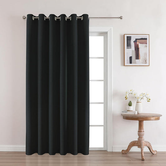 Joydeco Custom Black Textured Total Blackout Curtain for Bedroom and Living Room. Grommet Textured Thermal Insulated Room Darkening Curtain 1 Panel (Custom Size and Color)