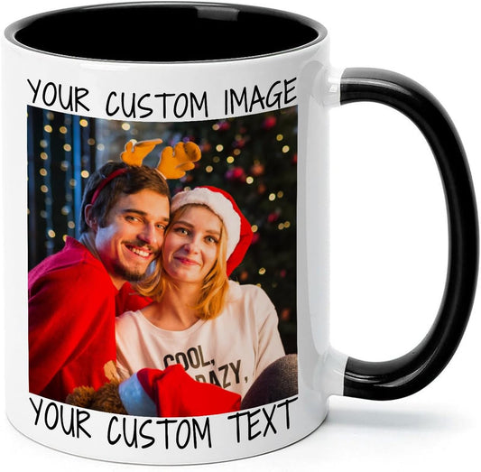 Ship Next Day Custom Mug Design Your Own Photo Text Personalized Picture Gifts for Women Men Customized Gift Idea Personalized Coffee Mugs 11oz Black Handle