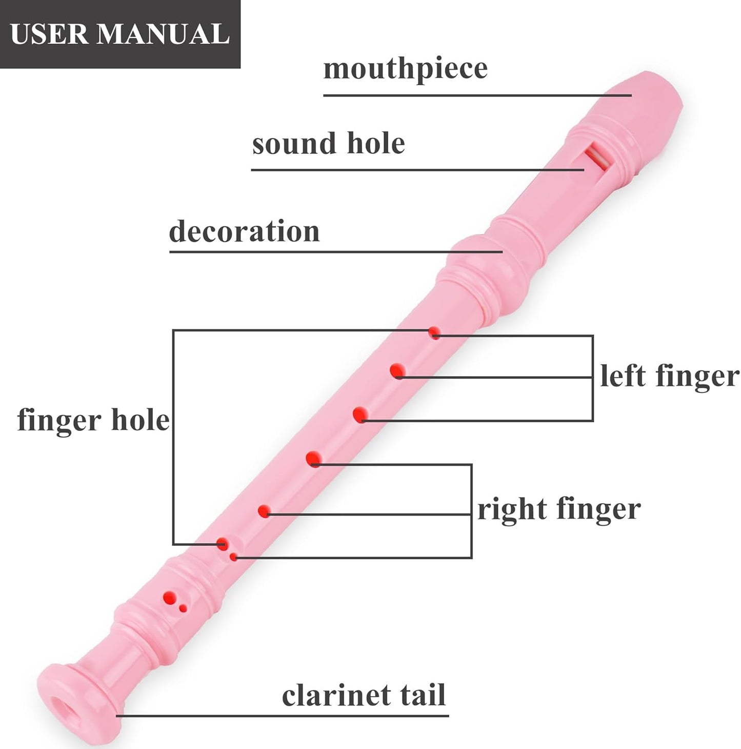 Recorder Instrument for Beginner Adults,8-Hole Soprano Descant Recorder Music Flute with Cleaning Rod & Case Bag For Home Entertainment(2-Pink Unicorn2)