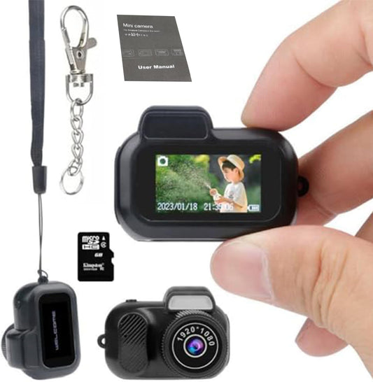 Keychain Camera, World's Smallest 1080P HD Mini Camera, Retro Portable Mini, 100 Mins Battery Life, for Students, Kids (32G)