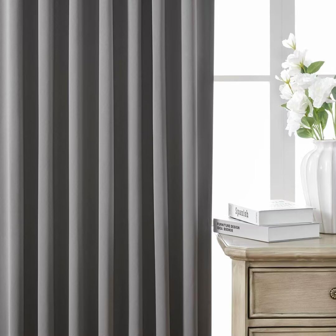 Joydeco Blackout Curtains 84 Inch Length 2 Panels Set, Thermal Insulated Black Out Curtains for Bedroom, Room Darkening Drapes for Living Room Window (W52 x L84 Inch, Light Grey)