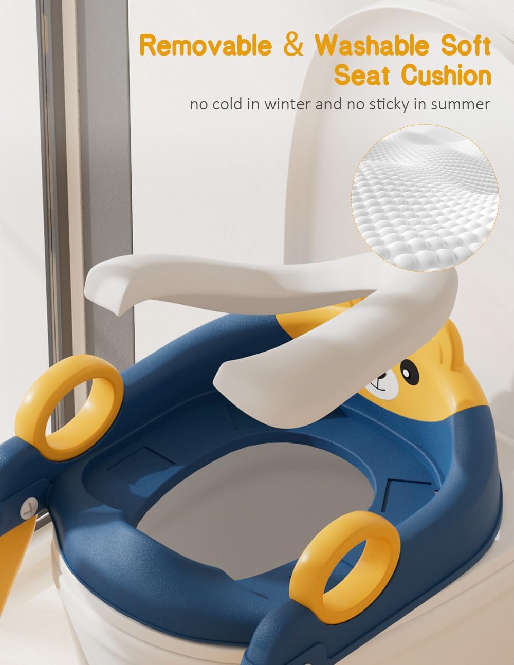 Potty Training Seat, Toddler Toilet Seat With Steps, 2 In 1 Toddler Potty Training Toilet With Splash Guard, Anti-Slip Step Stool Soft Mat, Adjust High Potty Seats For Toddlers Kids Boys Girls