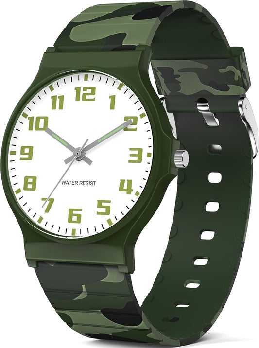 Kids Analog Watch Boys Girls, 30M Waterproof, Sports Watch for Boys, Easy to Read Children's Thin Dial Wrist Watches with Soft Band, for Ages 5-15 Kids Great Birthday Gifts Christmas Day