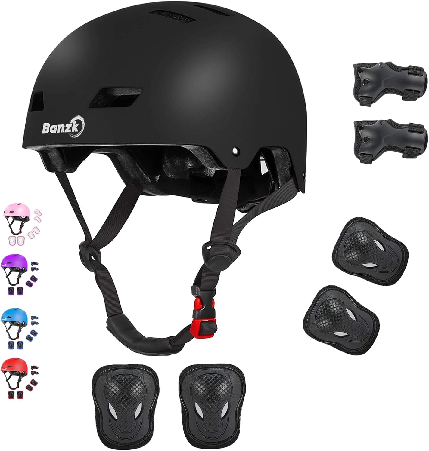 Adjustable Kids Bike Helmet with Knee Pads Elbow Pads Wrist Guards for Age 3-5-8-14+ Youth/Teens,Ventilation Multi-Sport Scooter Roller Skate Rollerblading Skateboarding Climbing Cycling