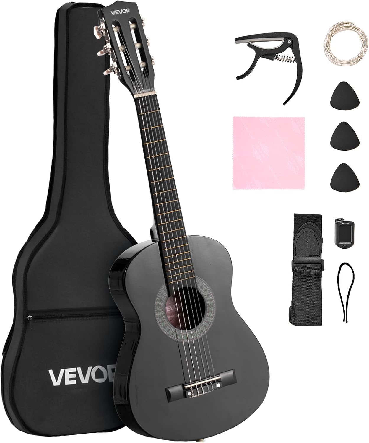 VEVOR Acoustic Guitar, Classical Guitar Starter Kit for Beginners, with Nylon Strings, Basswood Guitar, for Kids Adults Girls Boys Students