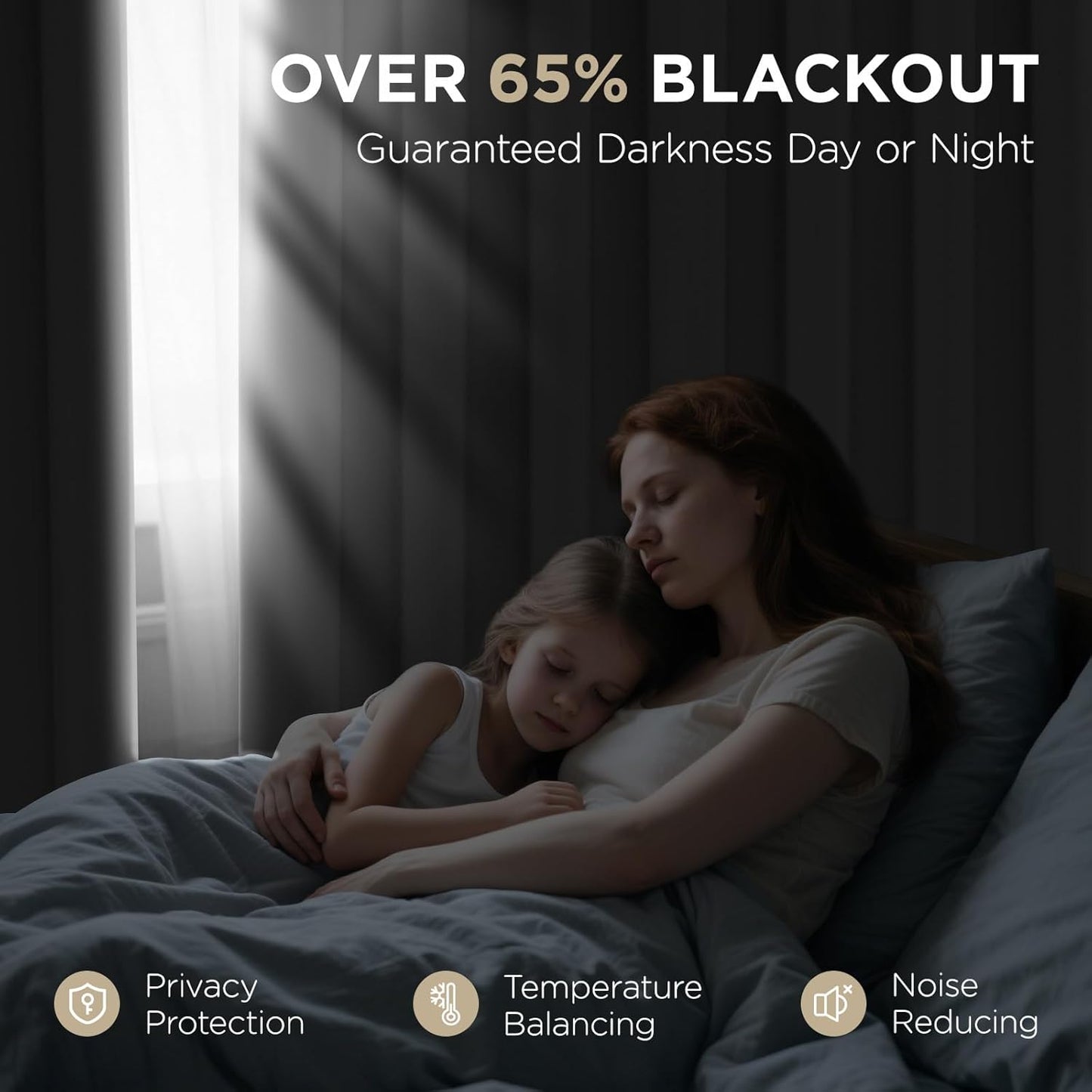 Joydeco Blackout Curtains 108 Inch Length 2 Panels Set, Thermal Insulated Long Curtains& Drapes 2 Burg, Room Darkening Grommet Drapes for Living Room Bedroom Window (W52 x L108 Inch, Light Beige)