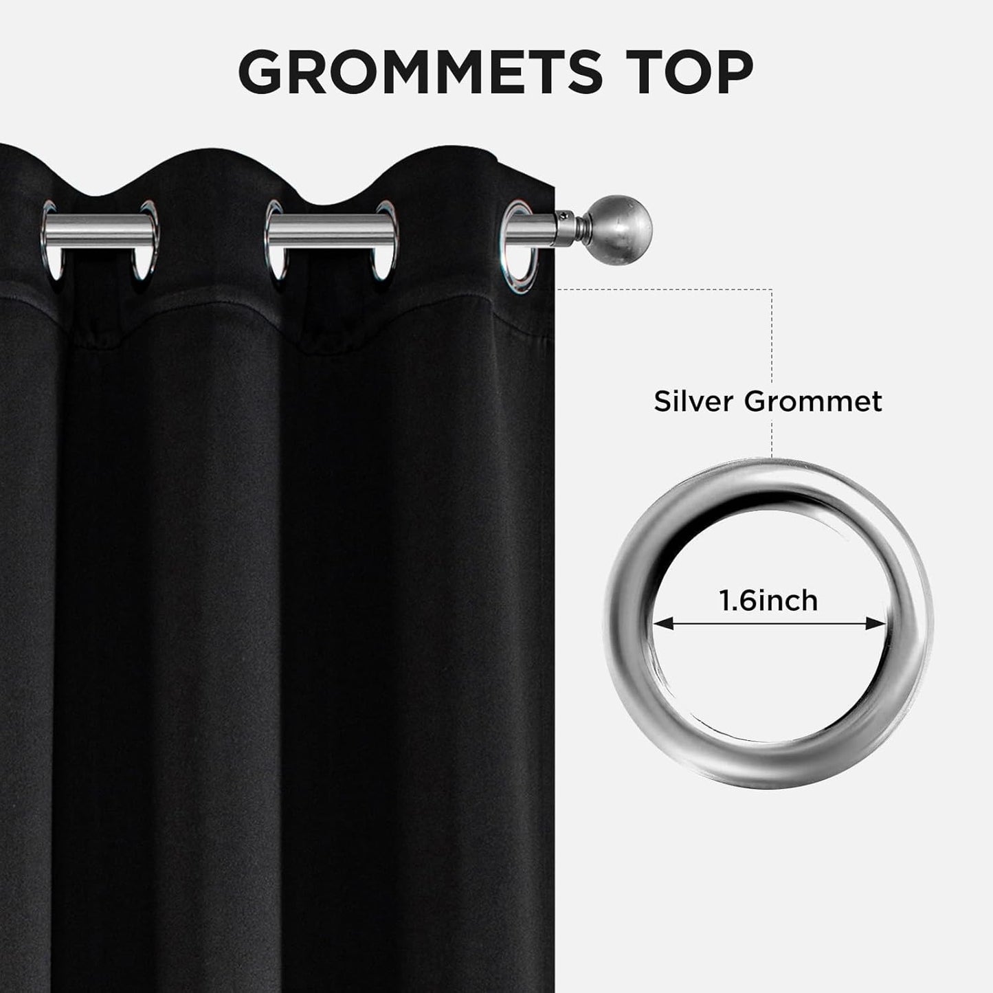 Joydeco Blackout Curtains 72 Inch Length 2 Panels Set, Thermal Insulated Long Drapes 2 Burg, Room Darkening Grommet Curtains for Living Room Bedroom Window