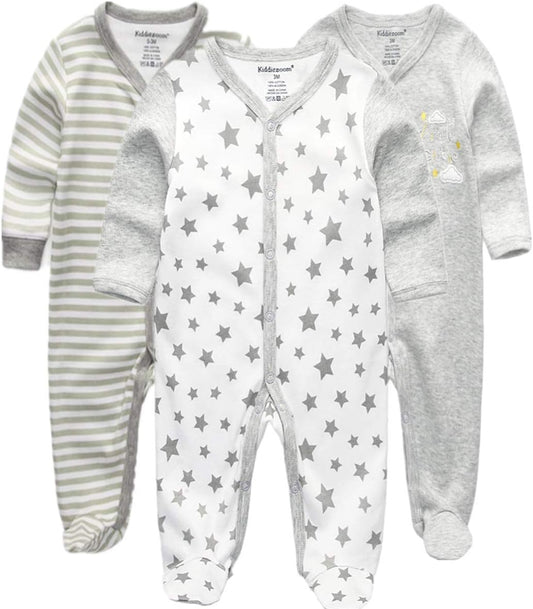 Kiddiezoom Baby and Toddler Boys'Snug Fit Footed One-Piece Romper Jumpsuit Cotton Cotton Footed Outfit