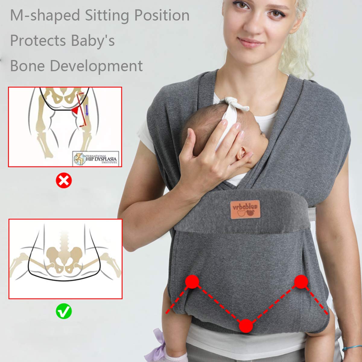 Ergonomic Baby Carrier for Newborns to Toddlers, Skin-Friendly and Soft Front Baby Carrier Wrap, Easy Breastfeeding, Lightweight and Breathable, Perfect Baby Shower Gifts (Dark Grey)