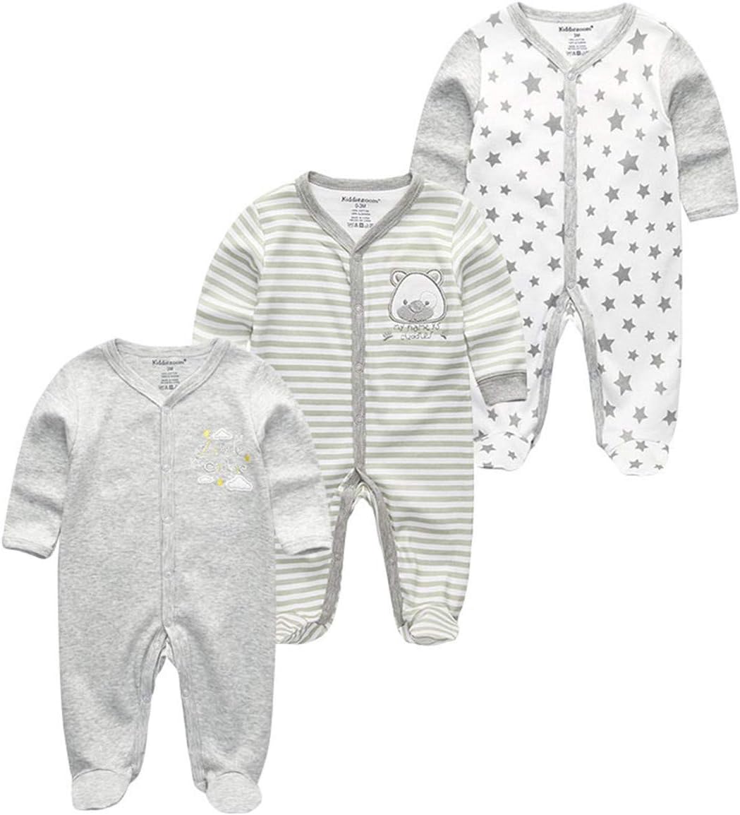 Kiddiezoom Baby and Toddler Boys'Snug Fit Footed One-Piece Romper Jumpsuit Cotton Cotton Footed Outfit