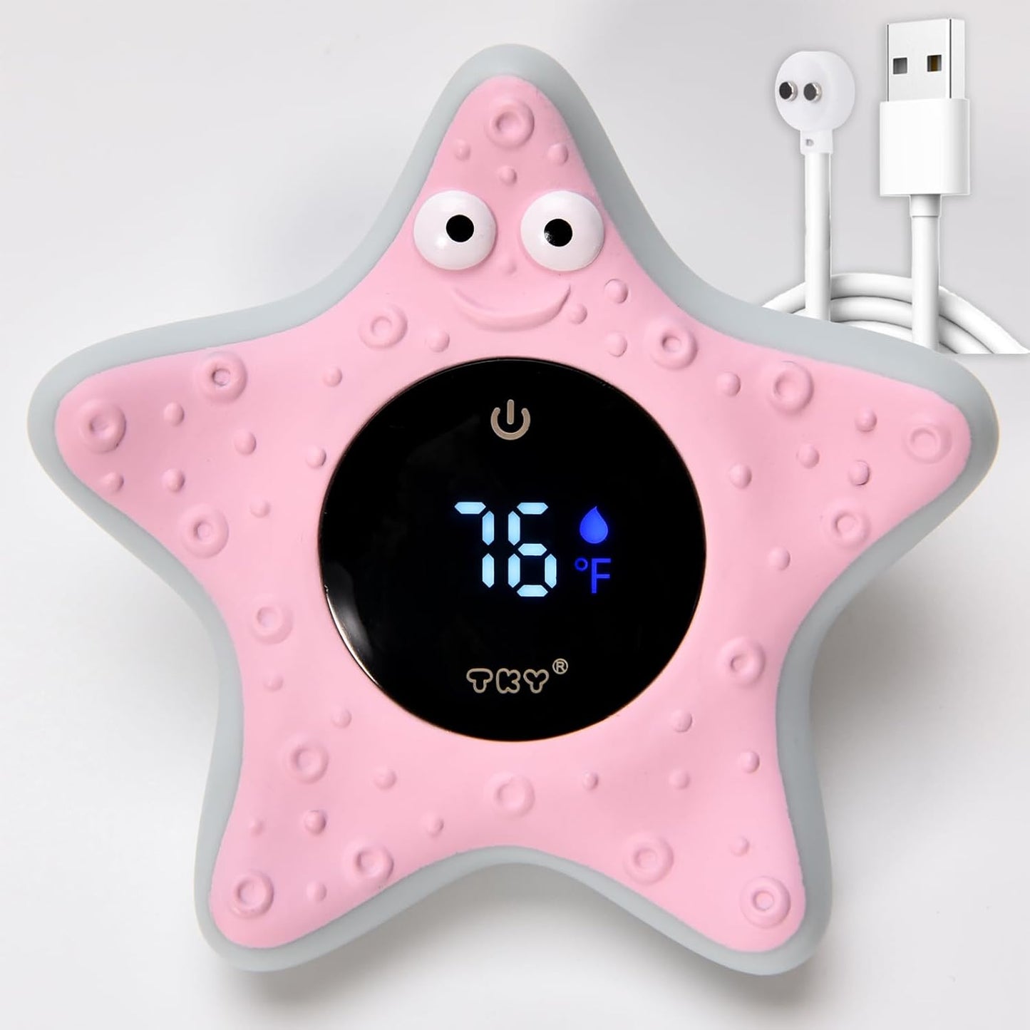 TKY Baby Bath Thermometer with Floating Toys - Digital Water & Room Temperature Monitor, Rechargeable Thermometer with Alerts for Newborn Bath Essentials, Infant Safety
