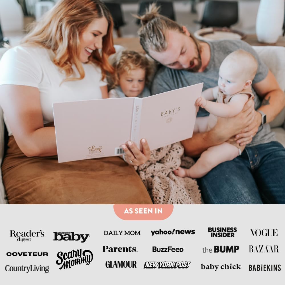 Lucy Darling Baby Memory Book – Wildflower Meadow | Floral Baby Girl First Year Journal & Photo Album | Luxury Keepsake Book for Milestones & Memories | Elegant Gift