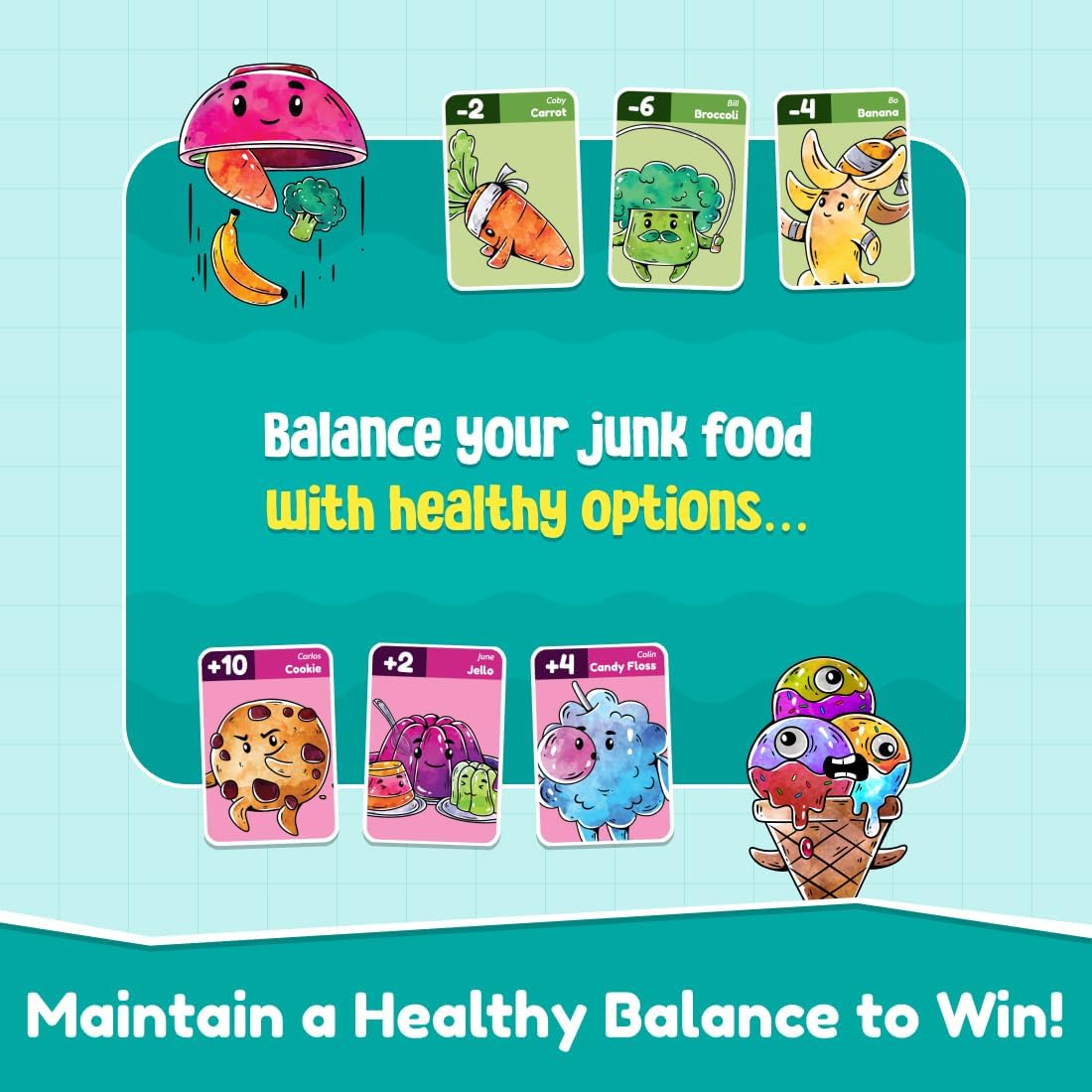 Bloomingo Gobble Till You Wobble: Fun Card Game for Kids & Adults; Perfect for Family Gatherings & Travel; Ages 6+; Blue