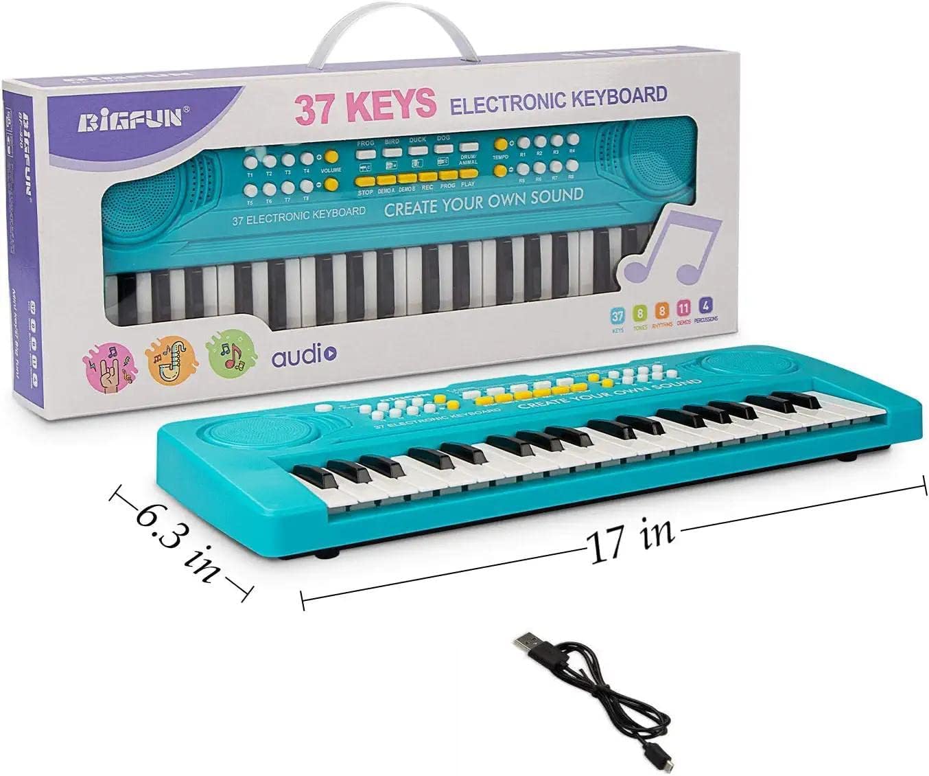 Kid Keyboard Piano - 37 Keys Toddler Keyboard Multifunction Music Educational Instrument Toy Electronic Piano for 3, 4, 5, 6, 7, 8 Girls and Boys (Blue)