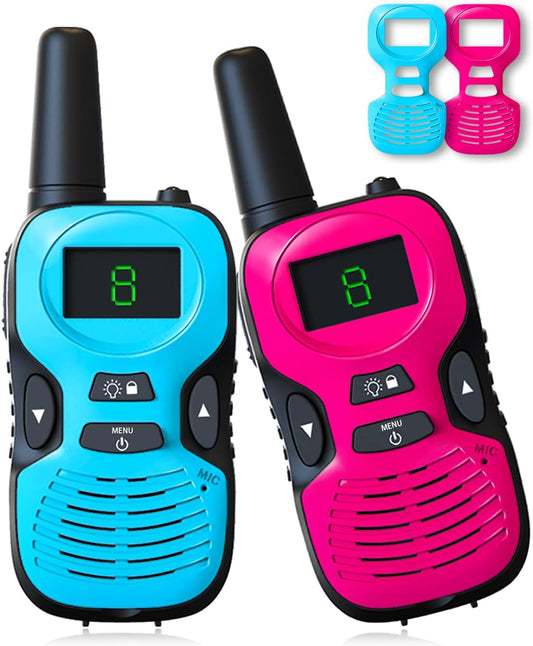 2Pcs Walkie Talkies for Kids Toys: Outdoor Toys for 3 4 5 6 7 8 9 10 11 12 Year Old Boys Girls Walkie Talkie Birthday Gifts - Long Range Camping Backyard Wakie-Talkies Party Favors Walky Talky