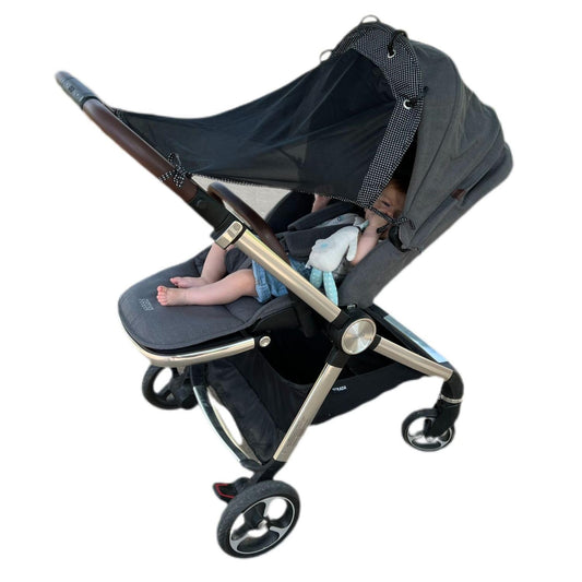 Stroller Sun Shade - Universal UV Protection Cover for Strollers Sunshade with See Through, Clip-On Sun Blocker, Sun Shield for Baby, Breathable Adjustable Fit, Full Coverage, Medium