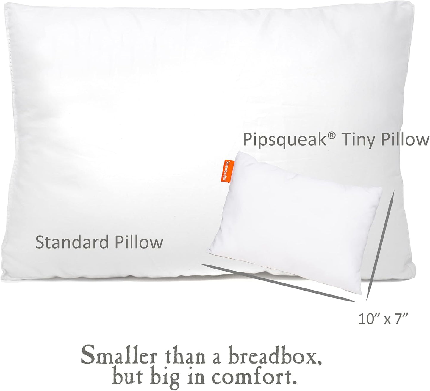 Pipsqueak Pillow - Small, Mini, Tiny - 11 x 7 in - Perfect for Travel, Cars, Airplanes, Camping, Dogs, Toddlers, Kids, Lumbar, Knees and Neck - Ages 2 Yrs and Up