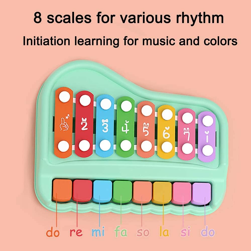 2 in 1 Baby Piano Xylophone for Toddlers 1-3 Years Old, 8 Multicolored Key Keyboard Baby Xylophone Piano, Preschool Educational Musical Learning Instruments Toy for Baby Kids Girls Boys