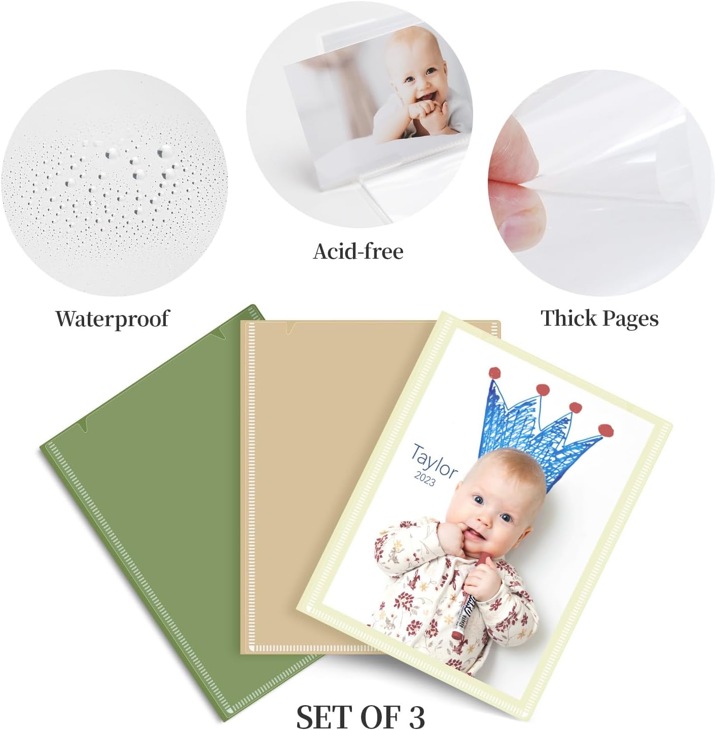 Vienrose Small Photo Album for 4x6 Pictures – 26 Pockets Holds 52 Photos, Customizable Plastic Covers, Morandi Color Postcard Album, Wedding Travel Baby Gift – Green + Orange + Beige (Set of 3)