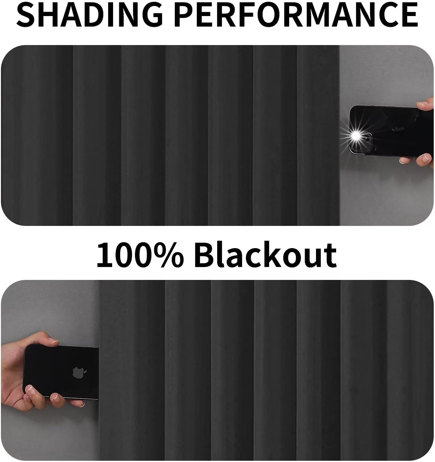 Joydeco 100% Blackout Curtains 108 inches Long for Bedroom Living Room - 2 Panels Set Burg Room Darkening Black Out Curtains for Bedroom Windows, Back tab Rod Pocket(52x108 inch,Black)