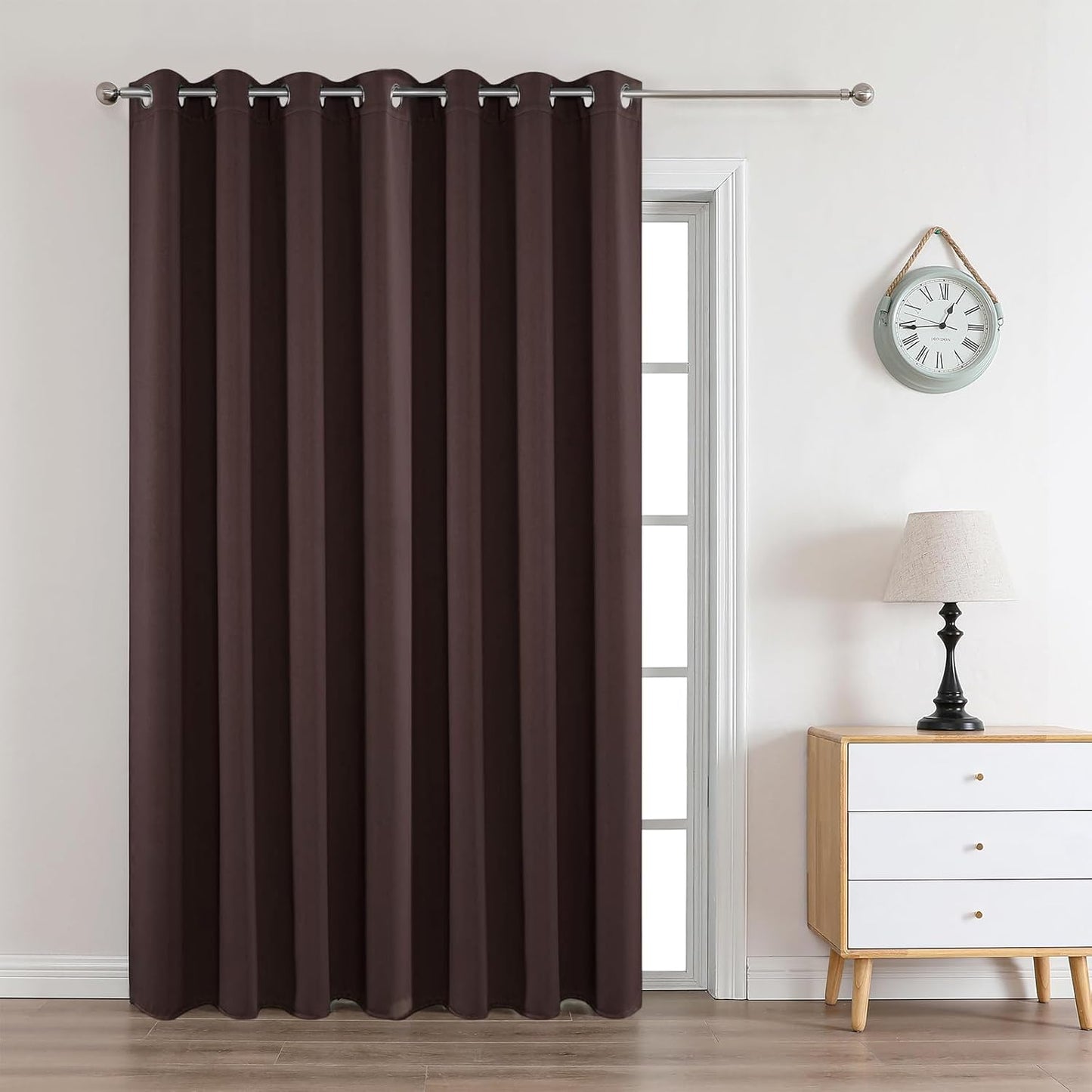 Joydeco Blackout Curtains 90 Inches Long 1 Panel, Thermal Insulated Long Curtains& Drapes 1 Piece, Room Darkening Grommet Drapes for Living Room Bedroom Window (W70 x L90 Inch, Chocolate)