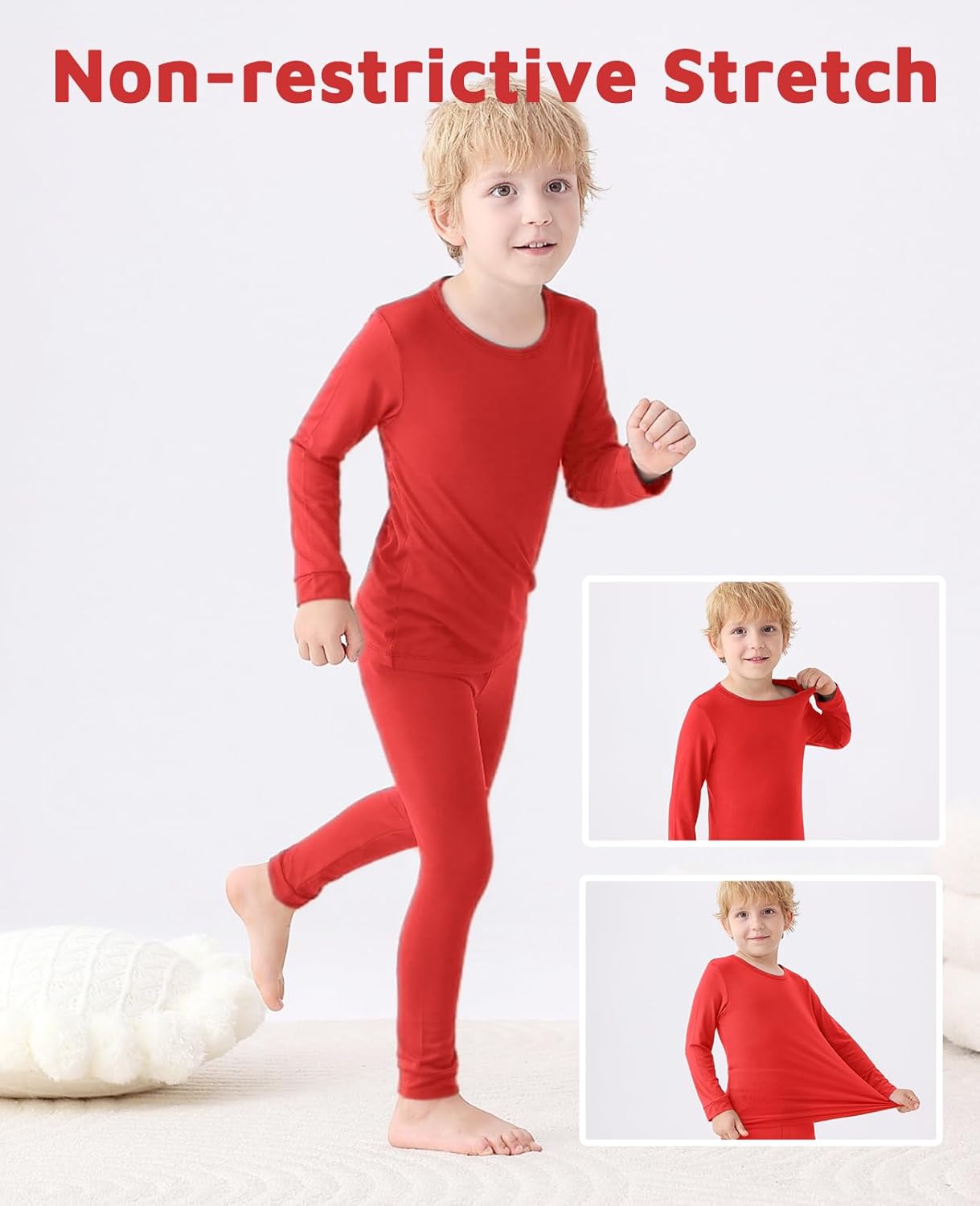 JunNeng Bamboo Viscose Pajamas for Toddler Baby, Boys Girls Solid Snug Fit Pajamas Long Sleeve Sleeper