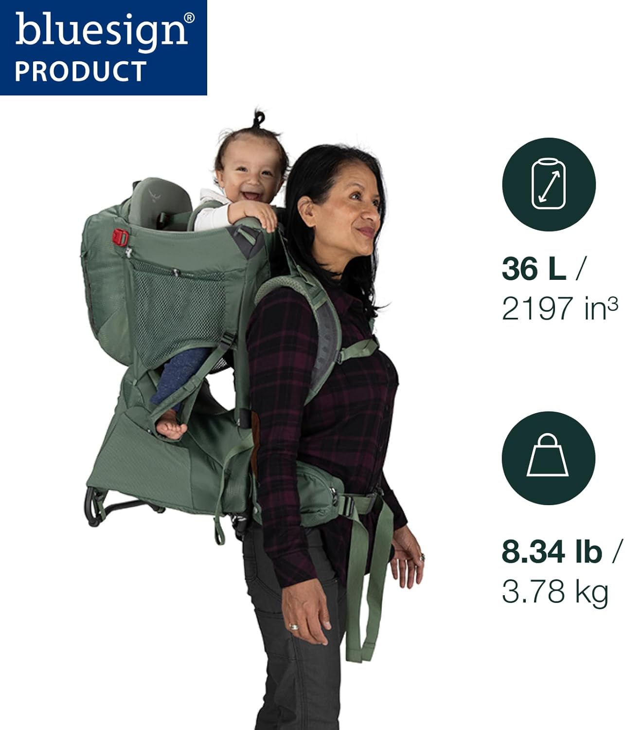Osprey Poco Premium Child Carrier Backpack - Deluxe Kid Carrier for Hiking with Built-in Sunshade, Removable Daypack, and Adjustable Fit - Premium Comfort for Parent and Child