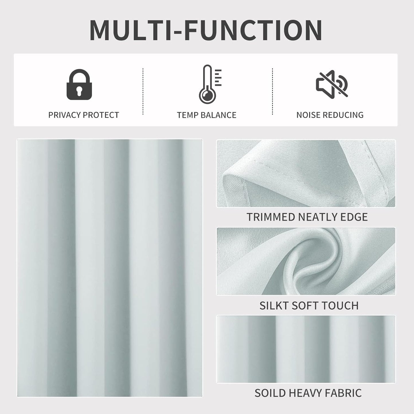 Joydeco White Curtains 45 Inches Long 2 Panels Set, Thermal Insulated Long Curtains& Drapes 2 Burg, Room Darkening Grommet Drapes for Living Room Bedroom Window (W52 x L45 Inch, Greyish White)