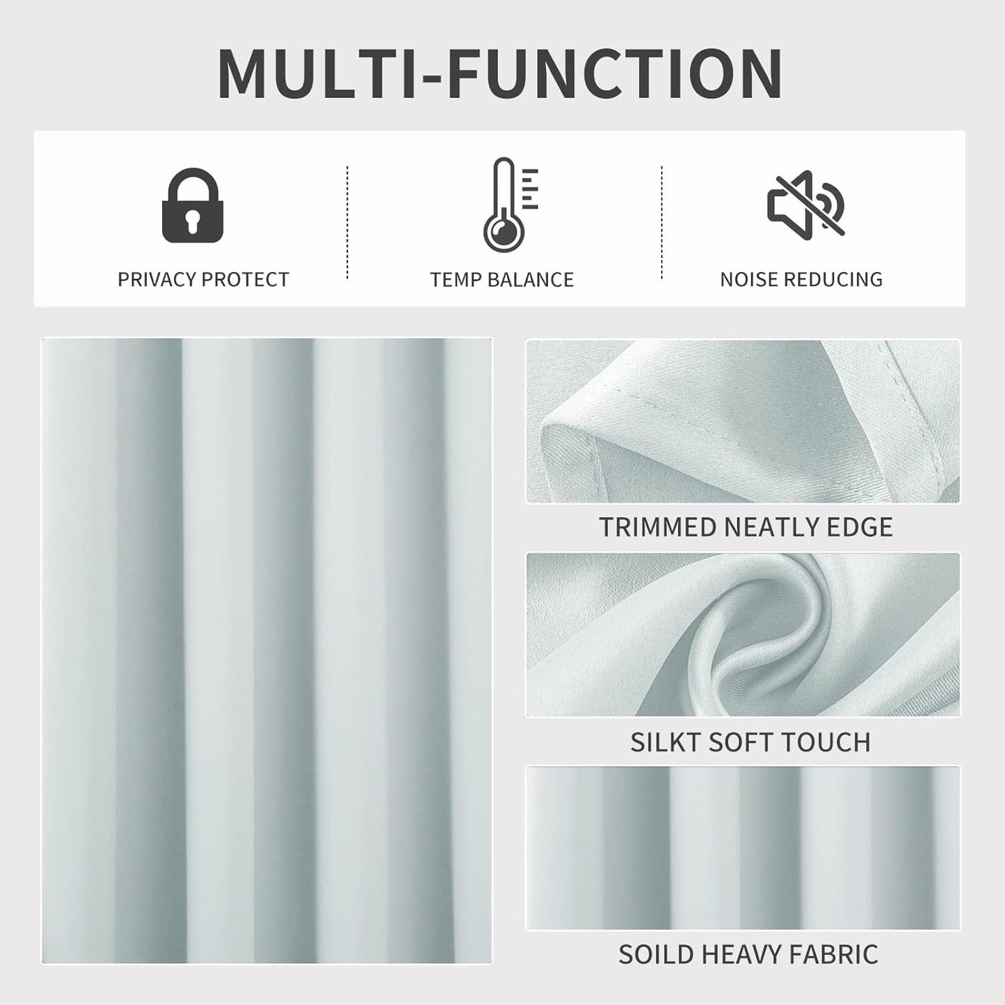 Joydeco White Curtains 90 Inches Long 1 Panel, Thermal Insulated Long Curtains& Drapes 1 Piece, Room Darkening Grommet Drapes for Living Room Bedroom Window (W70 x L90 Inch, Greyish White)