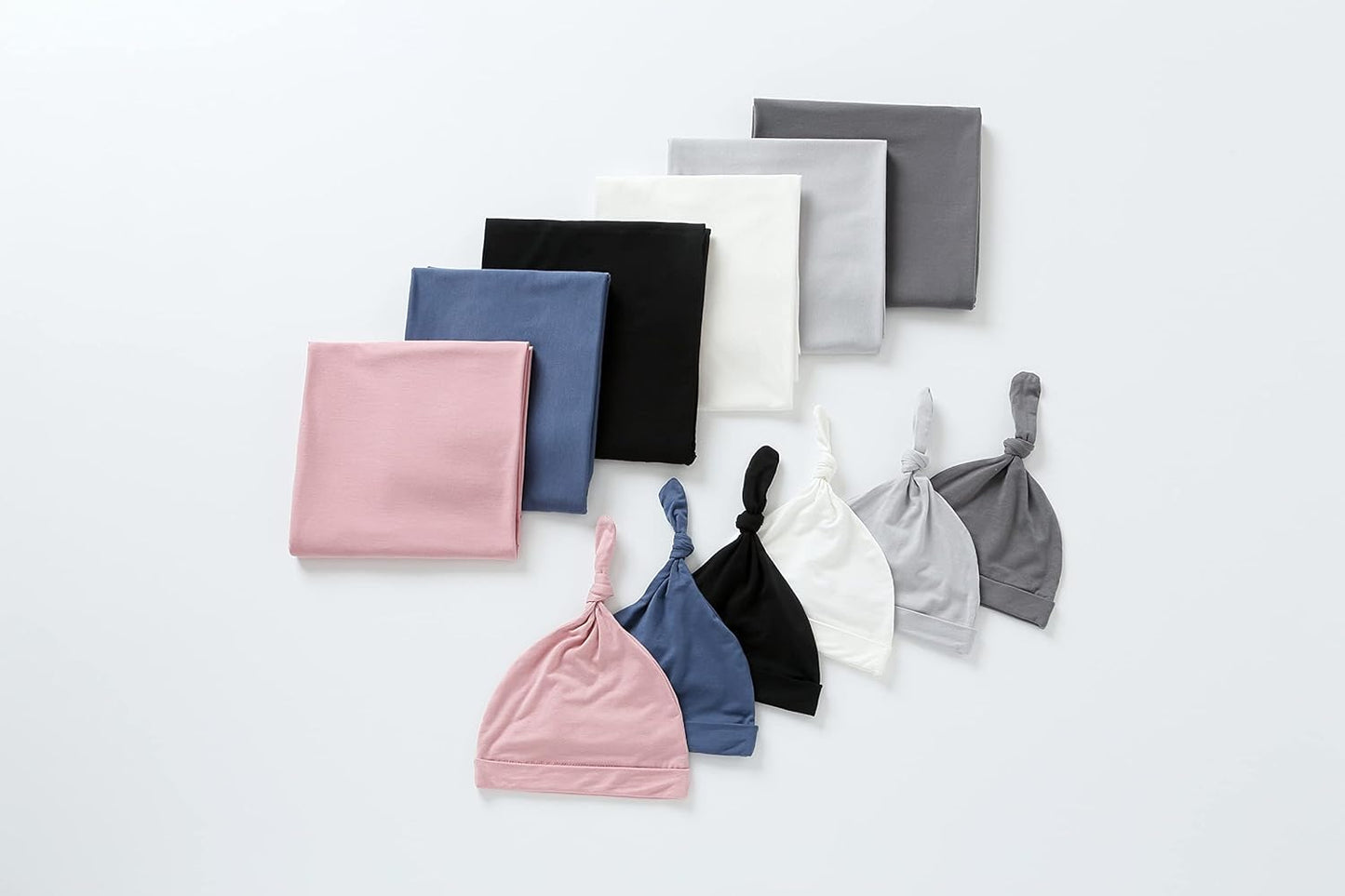 iEvolve Cotton Knitted Baby Swaddle Blanket with Hat Headband Set Newborn Swaddle Wrap Receiving Blankets for Baby Girl Boy 35" x 35"(Grey)