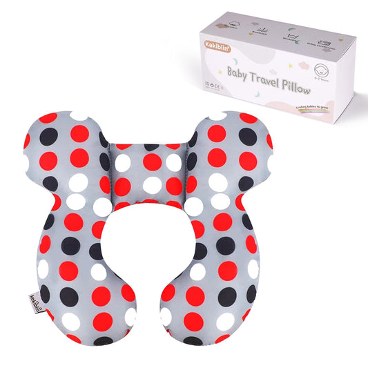 KAKIBLIN Baby Travel Pillow,Baby Neck Pillows for Car Seat,Upgraded Baby Head Pillow,Toddler Head and Neck Baby Support Pillow for Car Seat, Pushchair,Travel (Grey Pot)