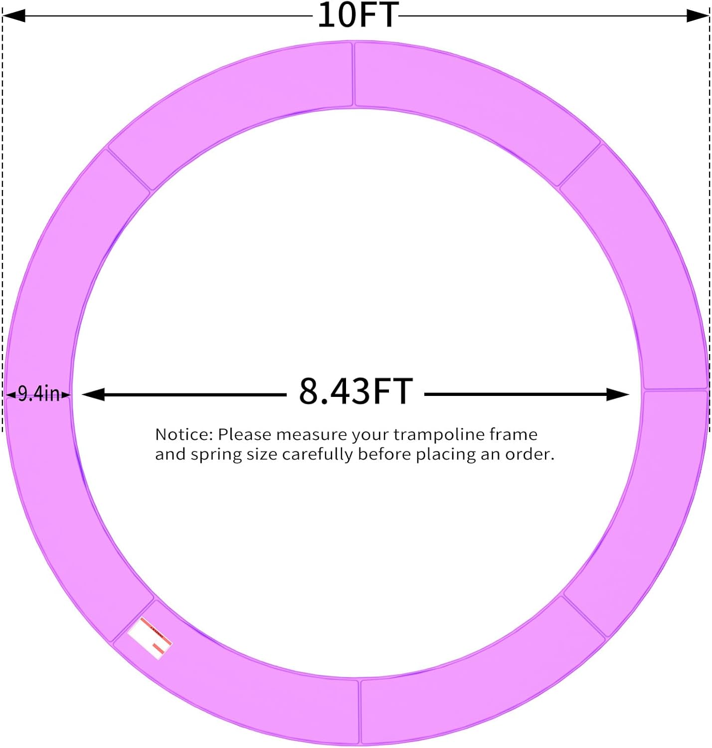 16FT/15FT/14FT/12FT/10FT Trampoline Safety Pad Replacement, Round Trampoline Spring Protection Cover, Fits 16FT/15FT/14FT/12FT/10FT Frames, Water-Resistant Trampoline Accessories