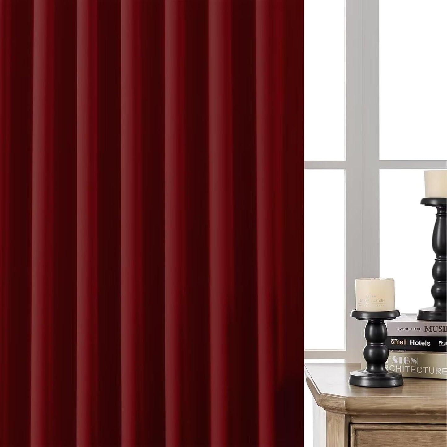 Joydeco Blackout Curtains 96 Inches Long for Bedroom, Thermal Insulated Black Out Curtains 2 Panels Set, Room Darkening Drapes for Living Room Window (W52 x L96 Inch, Burgundy Red)