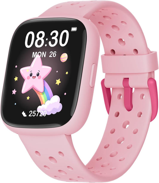 Kids Watch for Girls 5-12, Kids Smart Watch Fitness Tracker Pedometer, No Phone Needed, Puzzle Games with Parental Control, IP68 Waterproof, Heart Rate, Sleep Monitor, Step Counter, 80 Sports