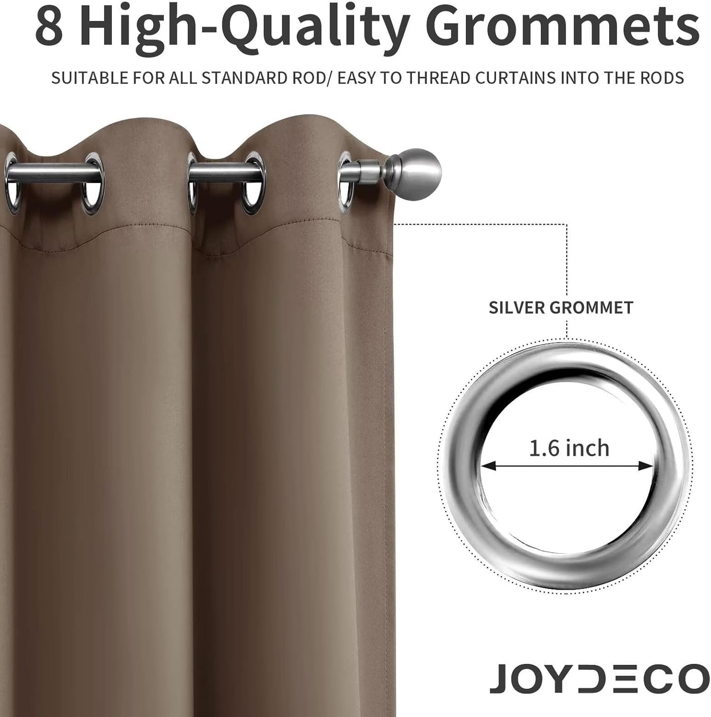 Joydeco Khaki Custom Solid Single Blackout Curtain for Bedroom and Living Room, Grommet Thermal Insulated Room Darkening Curtain 1 Panel (Custom Size,Khaki)