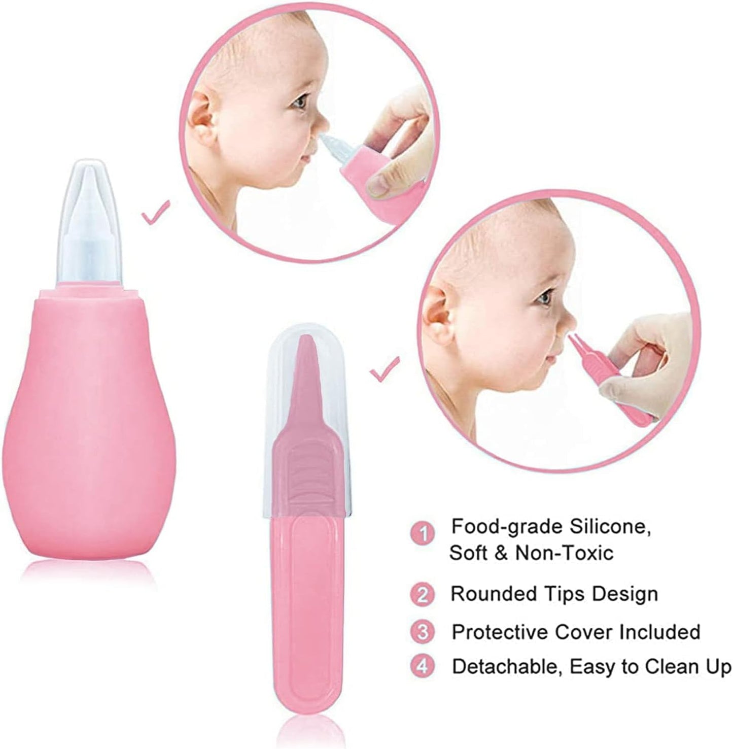 Baby Grooming Kit, Infant Safety Care Set with Hair Brush Comb Nail Clipper Nasal Aspirator,Baby Essentials Kit for Newborn Girls Boys (Pink)