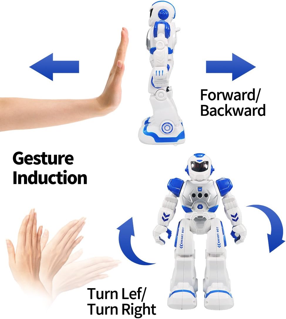 Kid's Remote Control Robot with LED Eyes, Dancing, Singing, Moonwalking, Gesture Sensing and Infrared Controller (Blue)