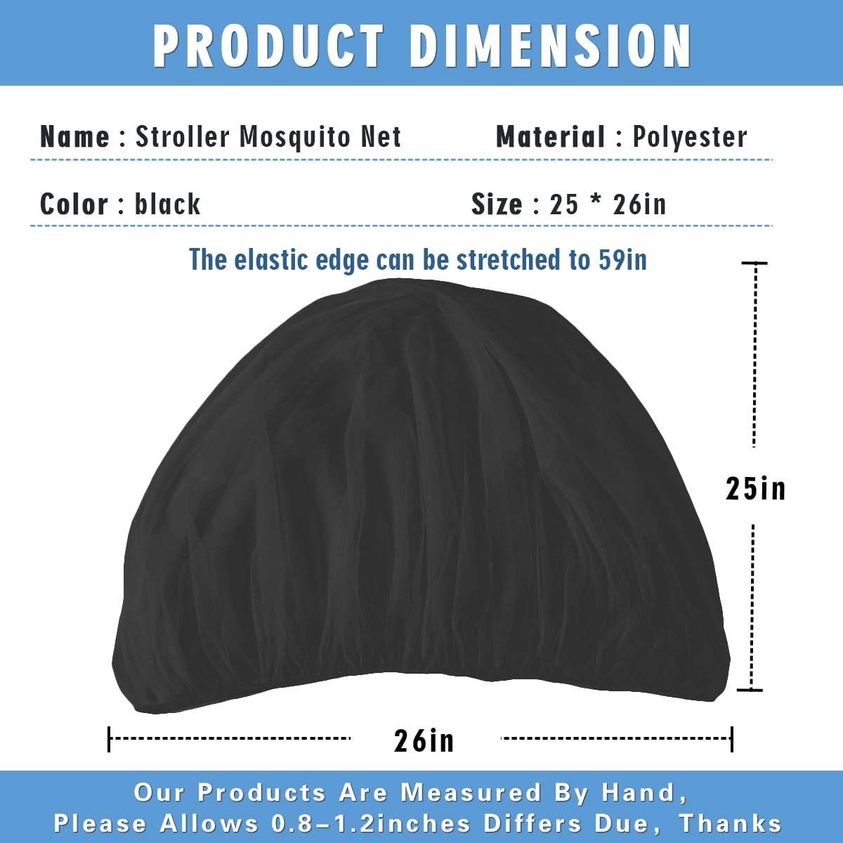 Mosquito Net for Stroller 2Pack - Protective Baby Stroller Mosquito Net - Perfect Bug Netting for Strollers, Bassinets, Cradles, Playards, Pack N Plays and Portable Mini Crib (Black)