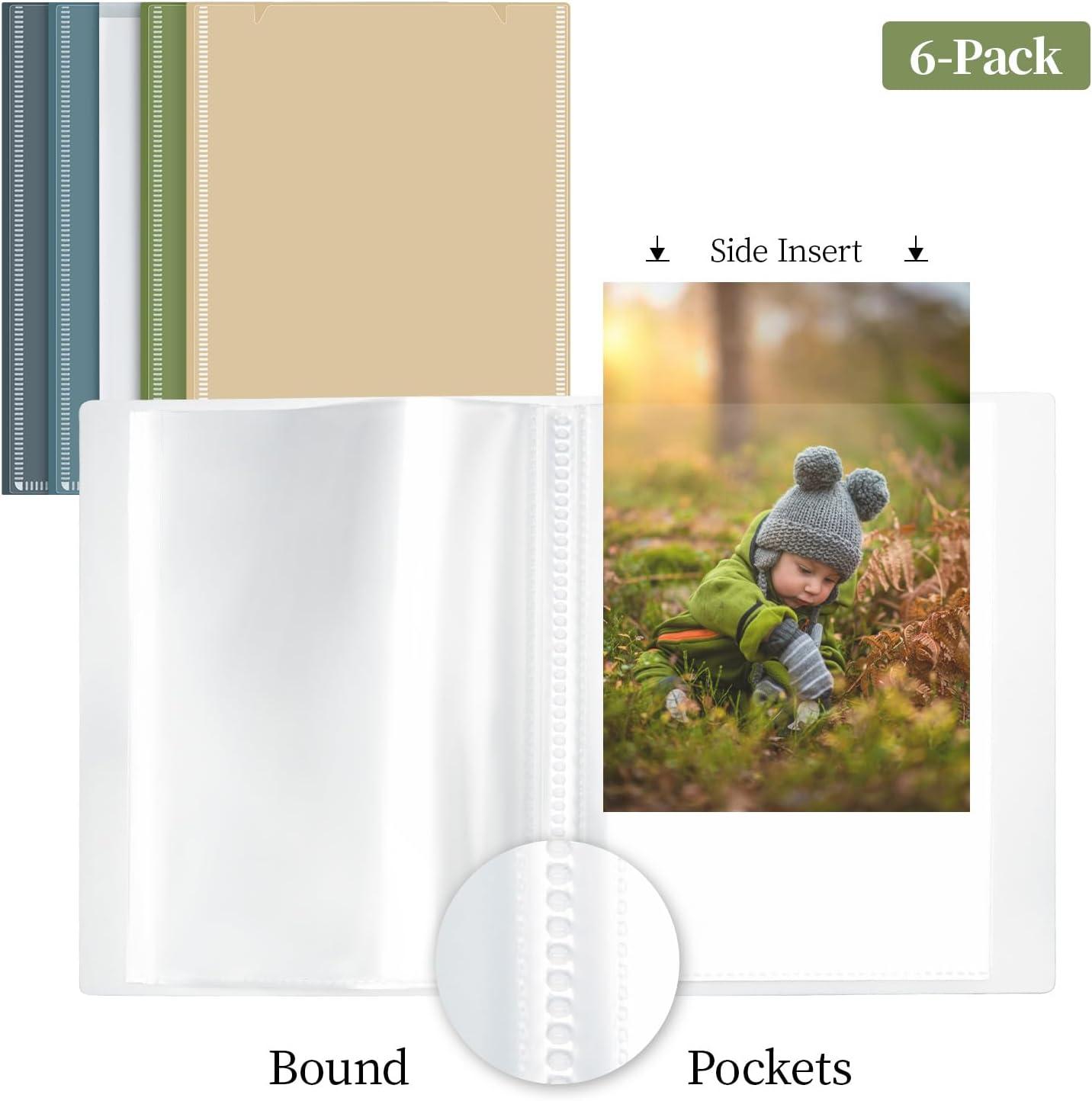 Vienrose Photo Album Bulk Set – Small Photo Album for 4x6 Pictures, 26 Pockets Holds 52 Photos, Postcard Album with Customizable Covers, Morandi Colors (Set of 6)