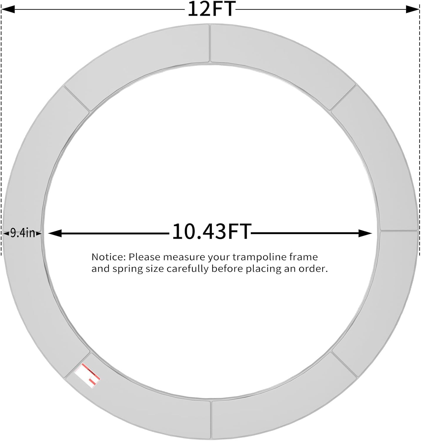16FT/15FT/14FT/12FT/10FT Trampoline Safety Pad Replacement, Round Trampoline Spring Protection Cover, Fits 16FT/15FT/14FT/12FT/10FT Frames, Water-Resistant Trampoline Accessories