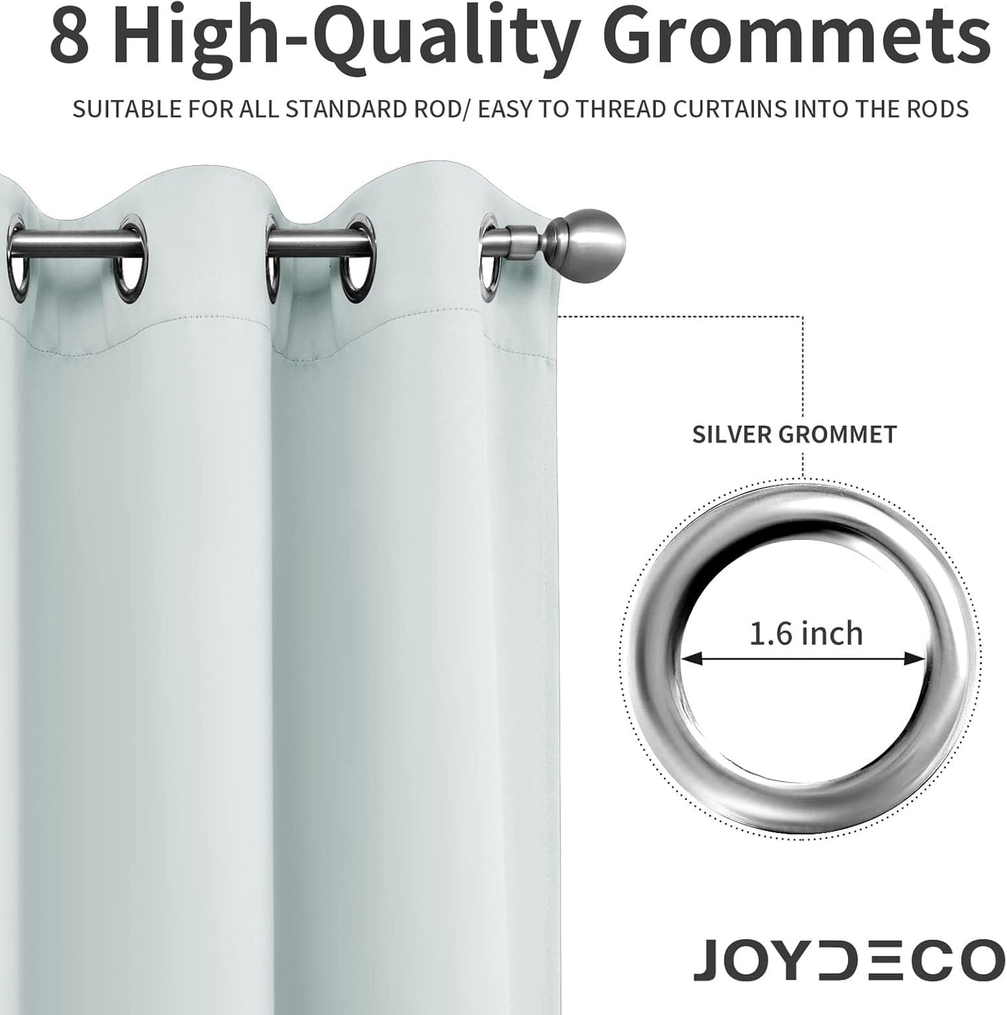 Joydeco White Curtains 54 Inches Long 2 Panels Set, Thermal Insulated Long Curtains& Drapes 2 Burg, Room Darkening Grommet Drapes for Living Room Bedroom Window (W52 x L54 Inch, Greyish White)