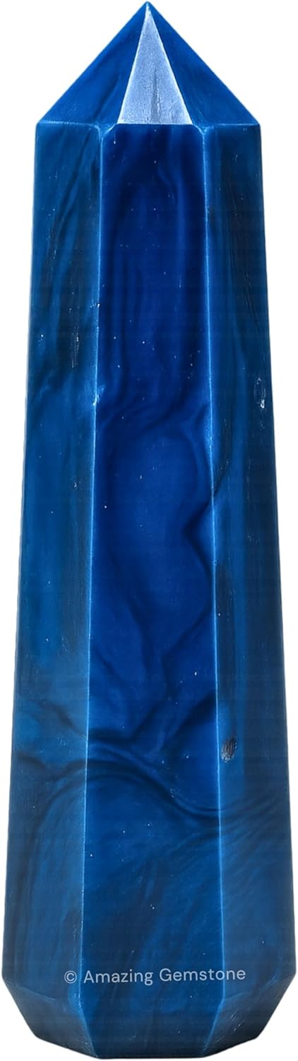 Amazing Gemstone Blue Agate Crystal Towers ~ Natural Healing Crystal Point Obelisk for Reiki Healing and Crystal Grid (3- Inch)