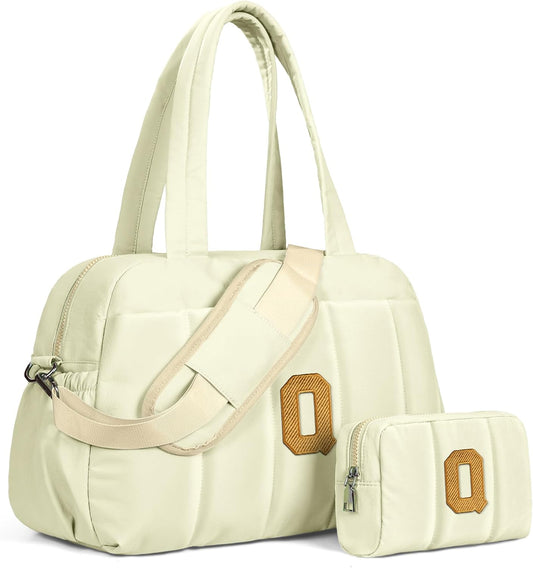 Duffle Bag for Travel Women, Travel Bags，Monogram Gifts-Initial Overnight Bag with Wet Pocket，Lightweight Weekender Bags Personalized Gym Tote with Makeup Pouch