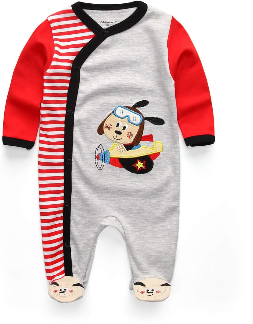 Kiddiezoom Baby and Toddler Boys'Snug Fit Footed One-Piece Romper Jumpsuit Cotton Cotton Footed Outfit