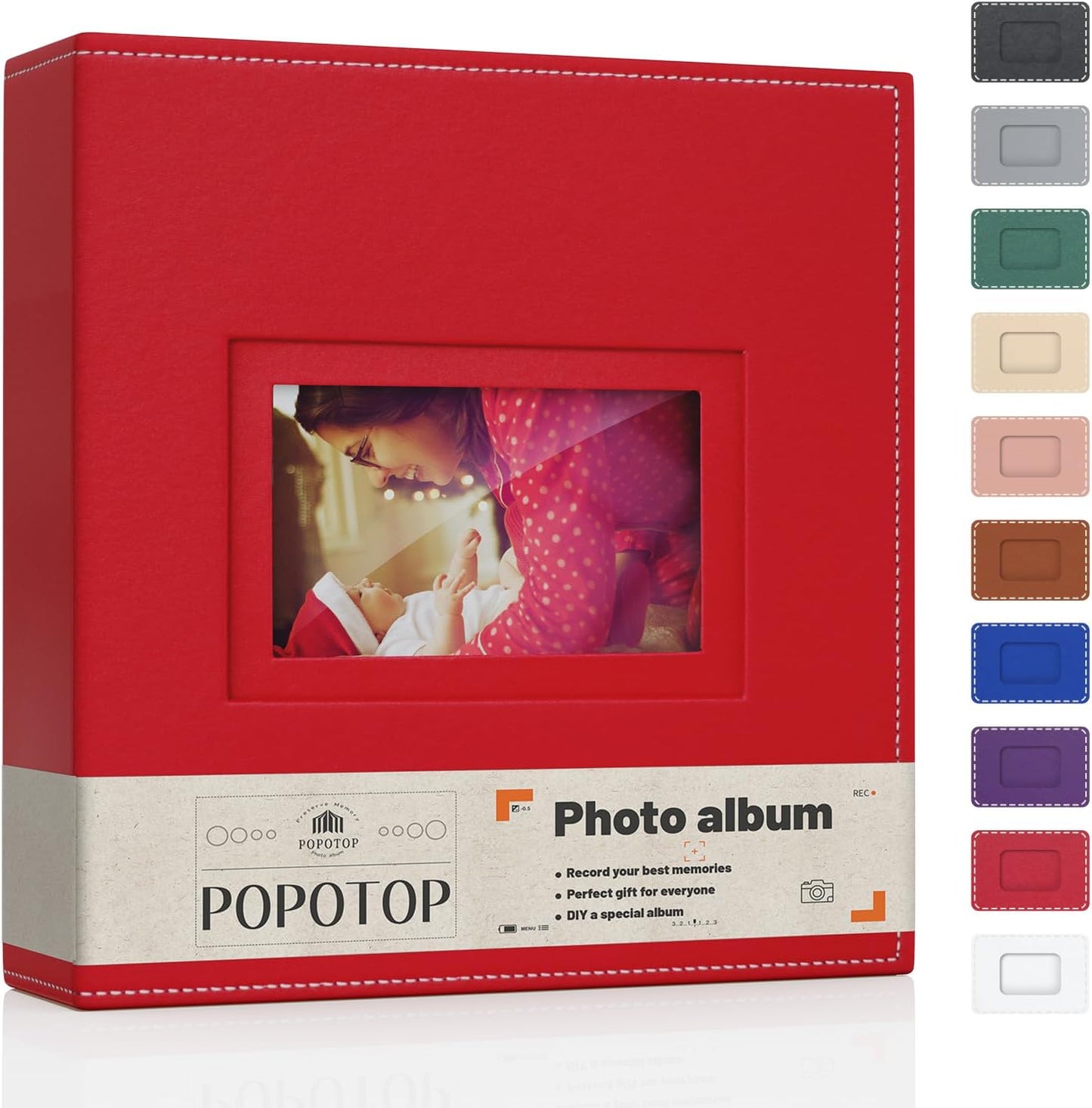 Popotop Photo Album 4x6 300 Pockets with Leather Hardcover Cover, Small Photo Album Holder Book with 50Pcs Pages for Family Travel Wedding Baby Gifts