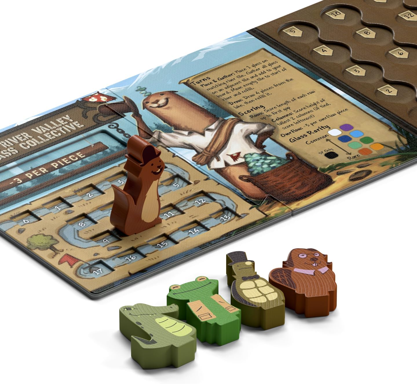 ALLPLAY - River Valley Glassworks Deluxe Edition Board Game for Families and Adults - Cozy Yet Clever Drafting Game - Colorful, Tactile Pieces - Scoring Puzzle - 1 to 5 Players - 20 Minutes