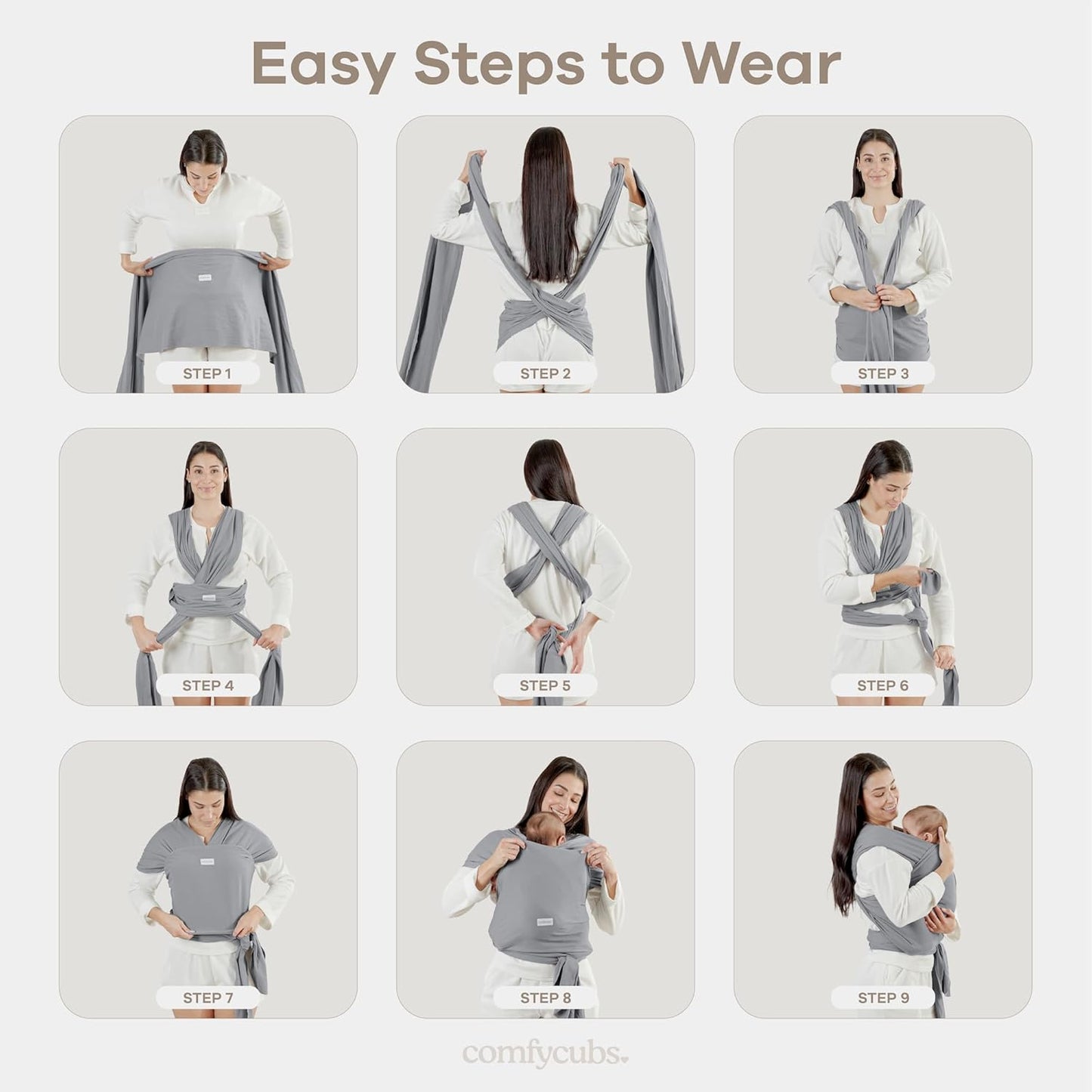 Comfy Cubs Baby Wrap Carrier - Soft & Secure Fit Cotton Blend Baby Carrier Newborn to Toddler - Hands-Free & Lightweight Infant Wrap - Adjustable, One Size Fits All Toddler Sling - Pacific Blue