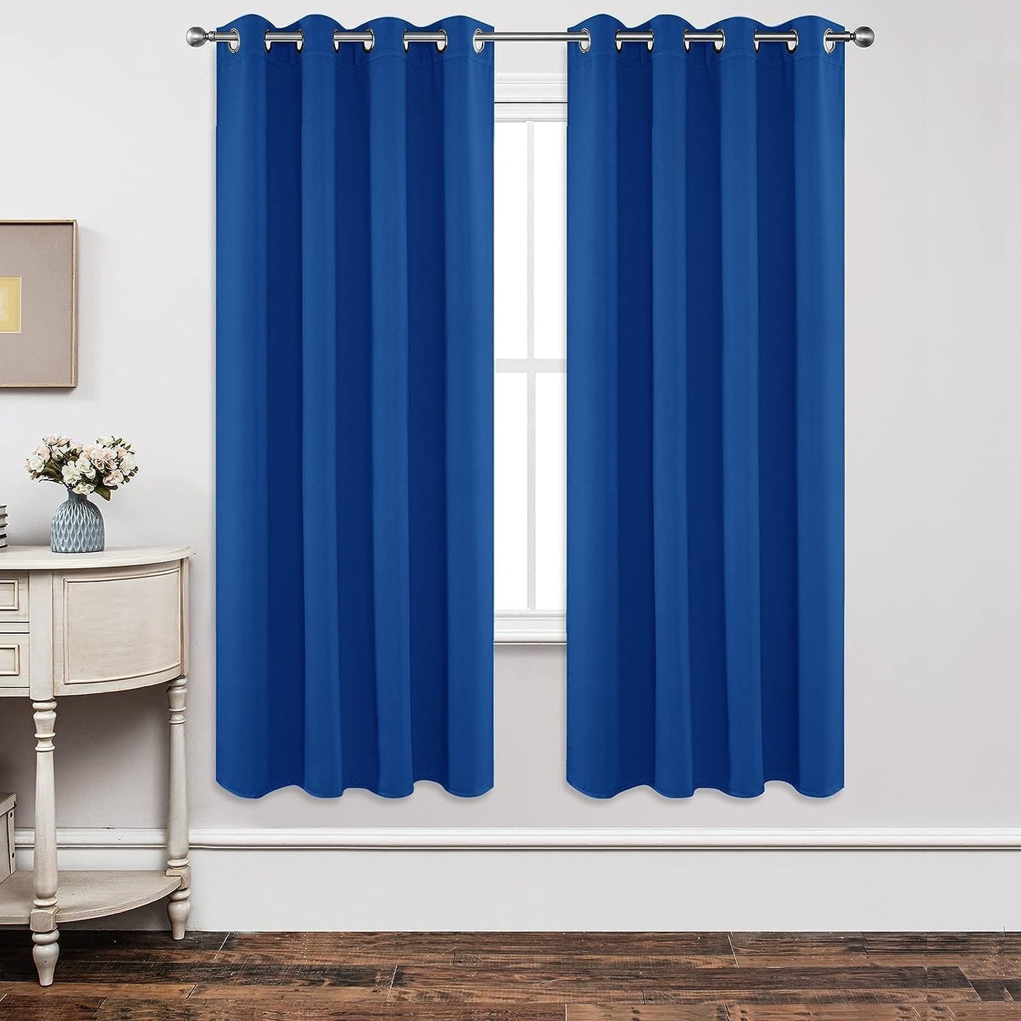 Joydeco Blackout Curtains 72 inches Long 2 Panels Set, Thermal Insulated Long Curtains & Drapes 2 Burg, Room Darkening Grommet Drapes for Bedroom Living Room Windows (W42 x L72 Inch, Royal Blue)